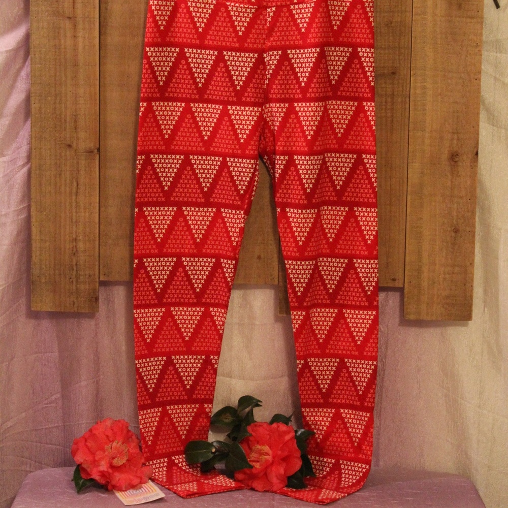 LuLaRoe NWT Heart Love Leggings XOXOXO OS - Picture 4 of 8